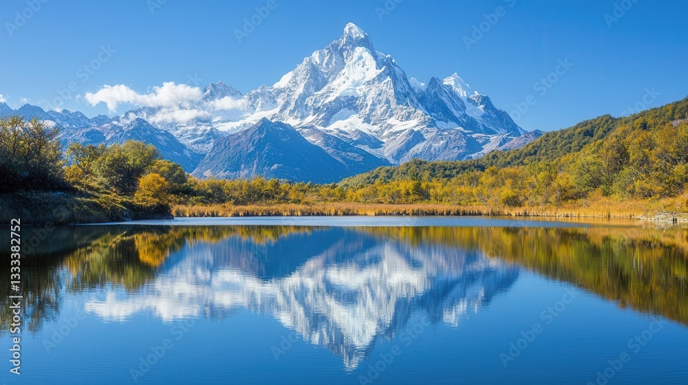Fototapeta premium Majestic Mountain Reflected in Tranquil Lake