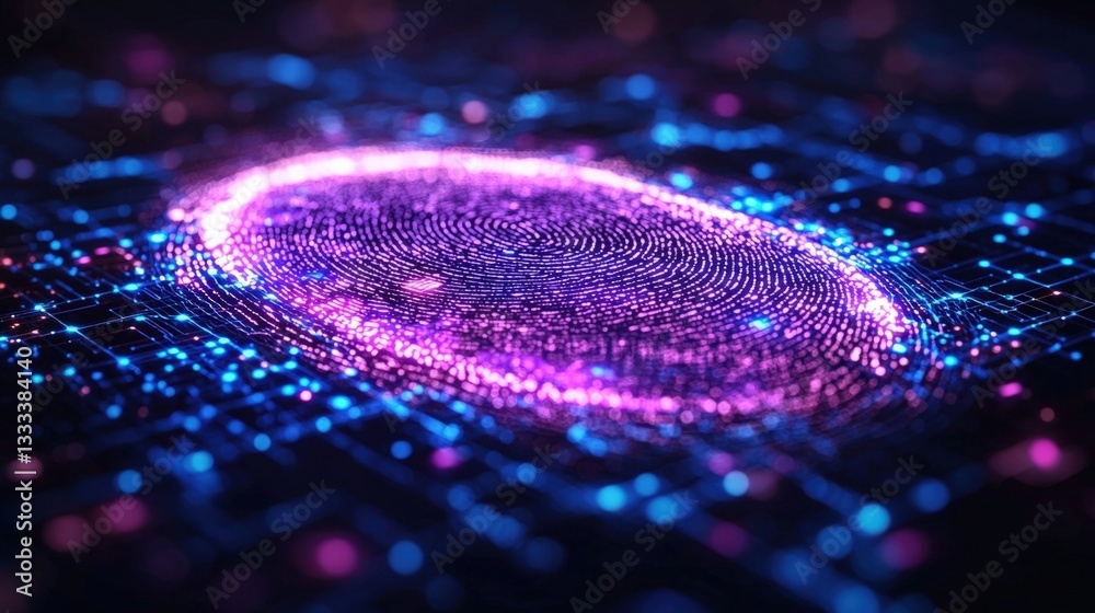 Colorful Digital Fingerprint on Abstract Background Representing Data Security and Technology Colorful Digital Fingerprint on Abstract Background Representing Data Security and Technology