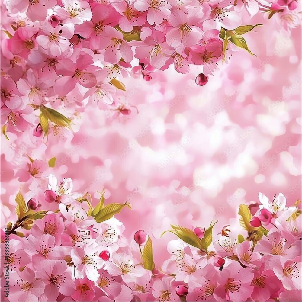 Fototapeta premium Delicate Pink Cherry Blossoms Spring Floral Background