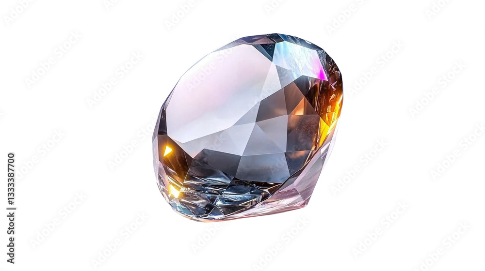 Fototapeta premium Stunning Faceted Gemstone with Multicolored Reflection and Prismatic Light Effects
