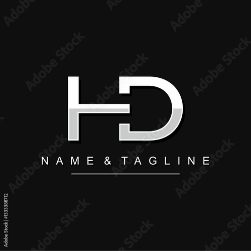 HD letter logo with name and tagline can be edited