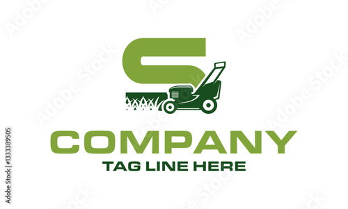 Letter S lawn mower logo