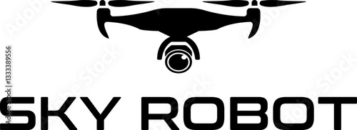 black silhouete drone logo design