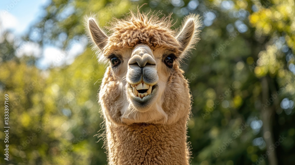 Obraz premium Alpaca Portrait with a Wide Grin