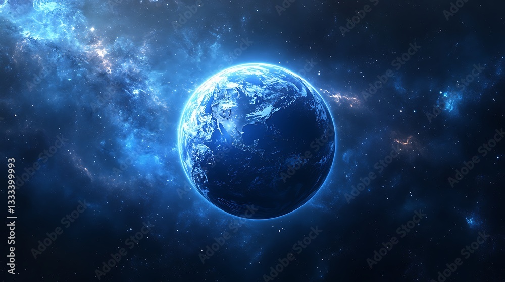 Fototapeta premium Thunderous energy in a fantasy galaxy exploring earth’s cosmic space environment