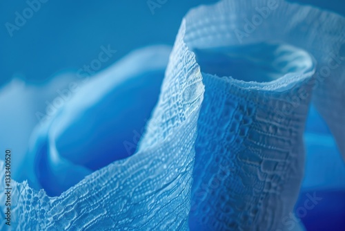 Sharp Picture of Toilet Paper Close Up on Blue
