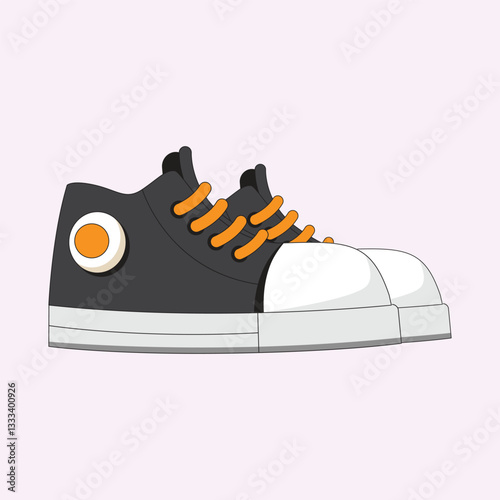 Black sneakers shoes cartoon icon illustration