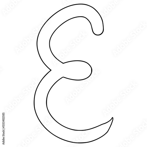 doodle epsilon symbol illustration hand drawn outline vector