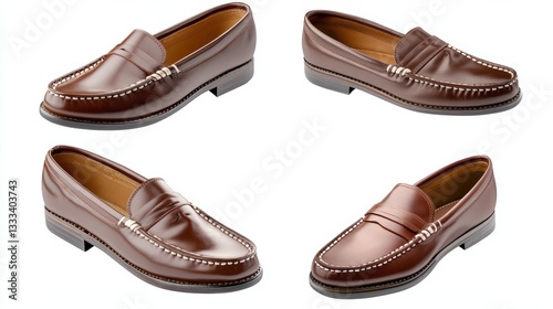 Wallpaper Mural Brown Leather Loafers with Detailed Stitching and Classic Design Torontodigital.ca