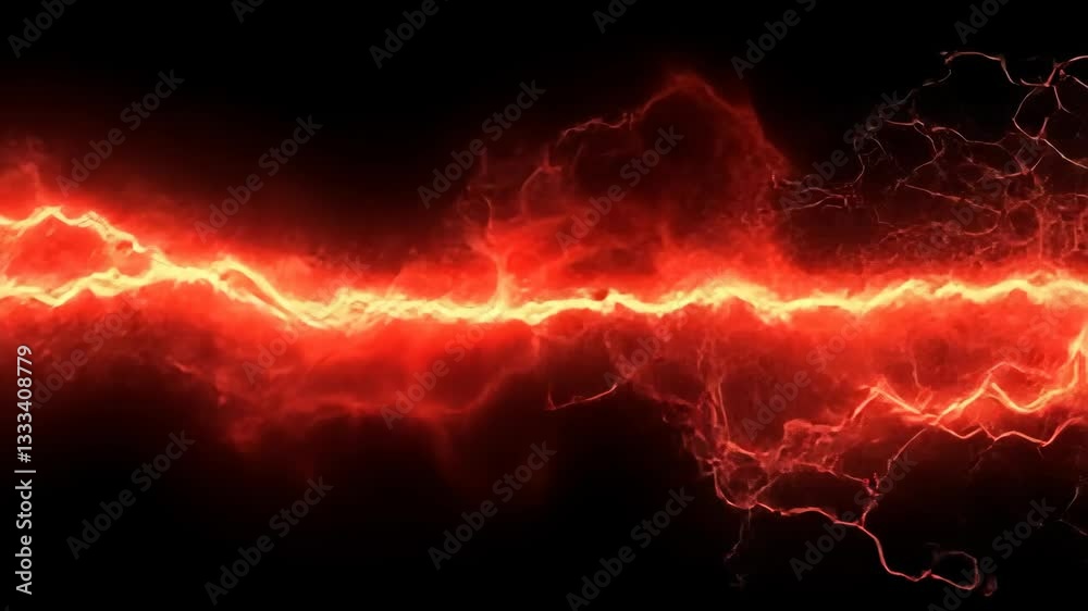 Striking display of red lightning across a dark background creates an electrifying atmosphere