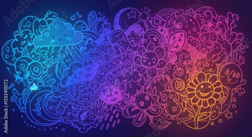 Colorful doodle illustration showcasing vibrant patterns 