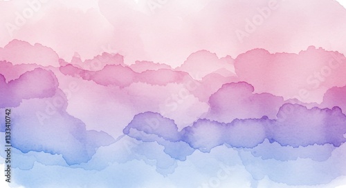 Soft pastel watercolor clouds fill the canvas with gradient tones 