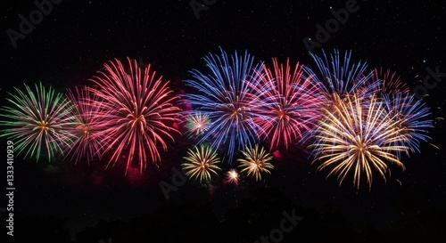 Spectacular fireworks display lighting up the night sky 