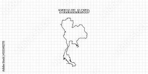 thailand map travel with outline simple drawing version Illustration