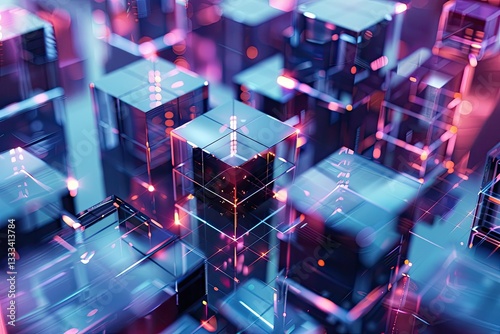 Premium Quality Picture of Abstract Technology Cube Construction, 3D RenderingHigh Detail, 8K