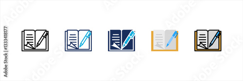 Book Writing Multi Style Icon Set