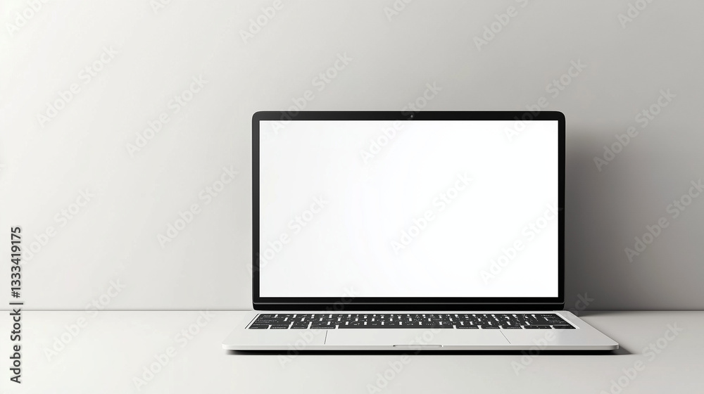 Laptop mockup with blank screen on neutral background Laptop mockup with blank screen on neutral background