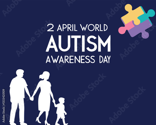 World Autism Awareness Day Ribbon Made of Colorful Puzzle Pieces