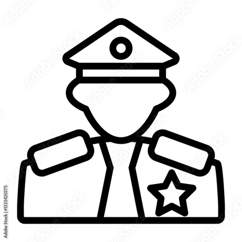 Police Officer Vector Line Icon Design