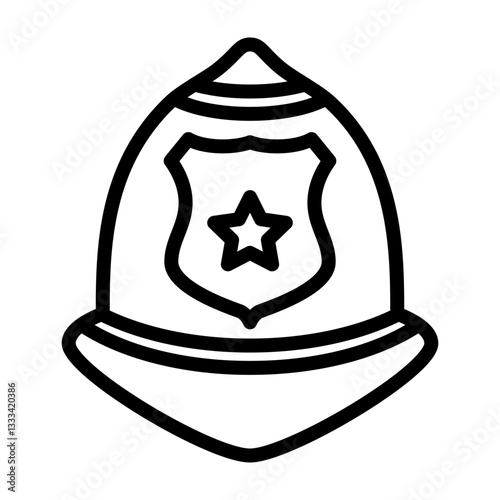 Police Hat Vector Line Icon Design