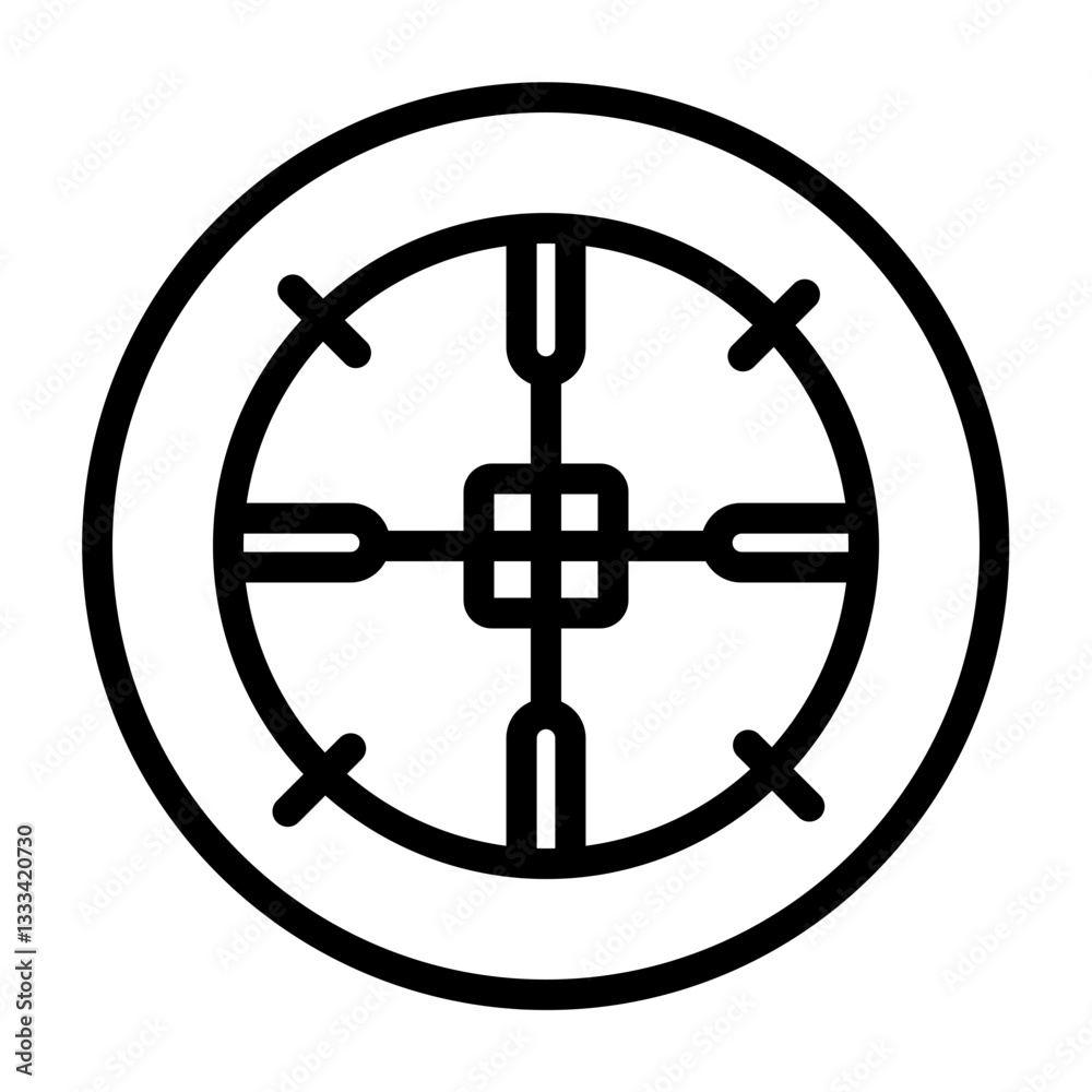 Sniper Scope Vector Line Icon Design Sniper Scope Vector Line Icon Design