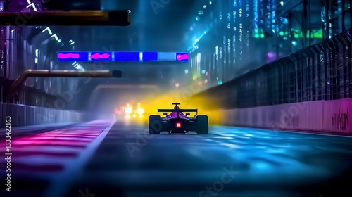 Cyberpunk Night Race  Winning Formula 1 Car  Neon Cityscape