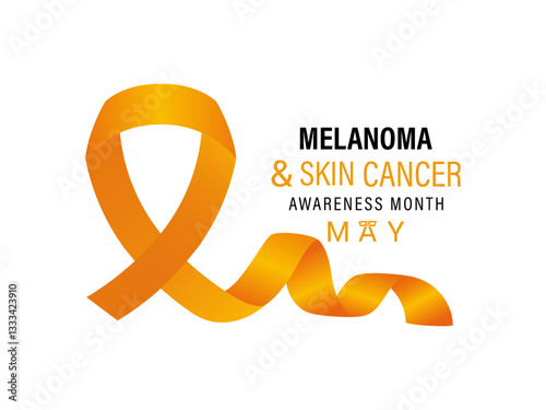 Vector graphic of Melanoma and skin cancer awareness month observed every year in May. This month is Promote sun safety practices to reduce the risk of skin cancer. Realistic Ribbon. Ultraviolet rays.