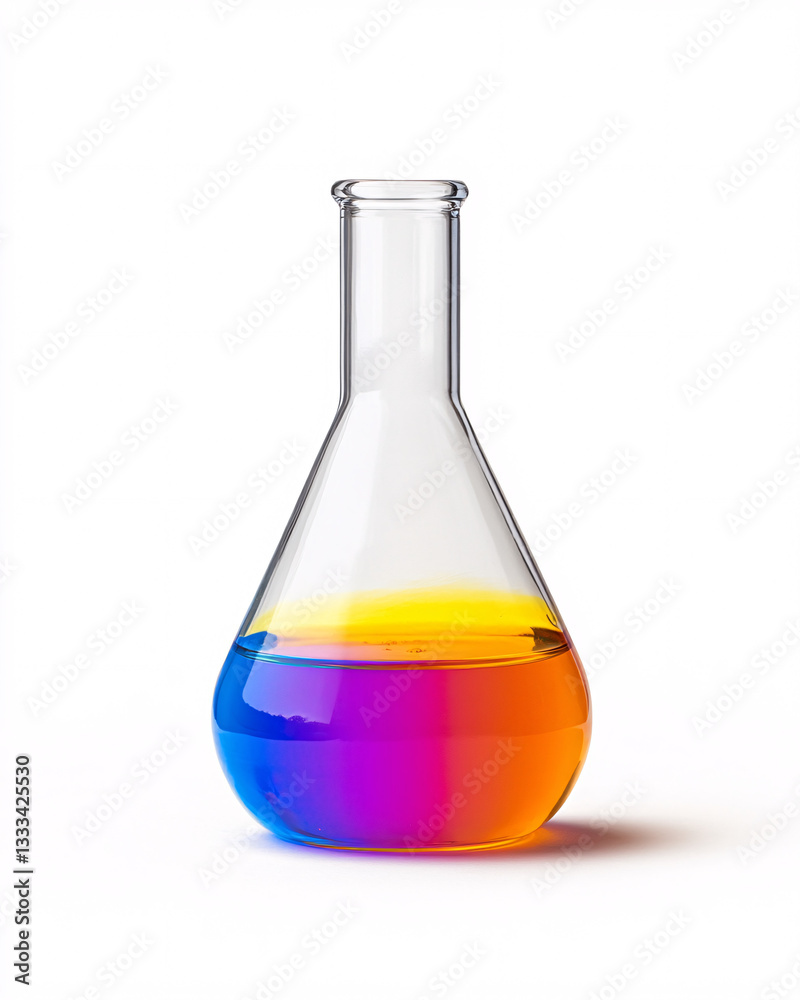 Science Experiment Erlenmeyer Flask with Colorful Liquid Chemical Research Science Experiment Erlenmeyer Flask with Colorful Liquid Chemical Research