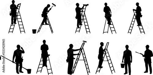 house painters silhouettes - vector
