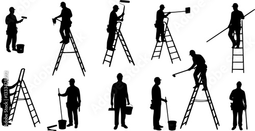 house painters silhouettes - vector
