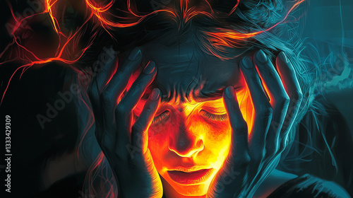 Dramatic at home, mental health problems, crisis, stress and expression negative emotions