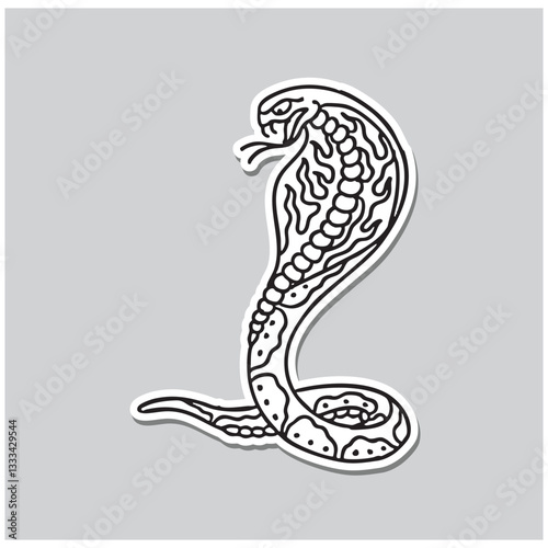 Serpent in Old School Outline Style