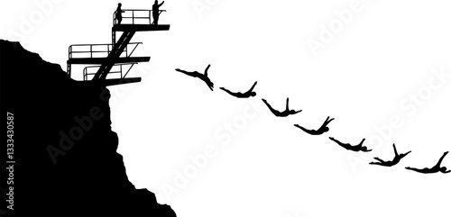 diving silhouettes - vector
