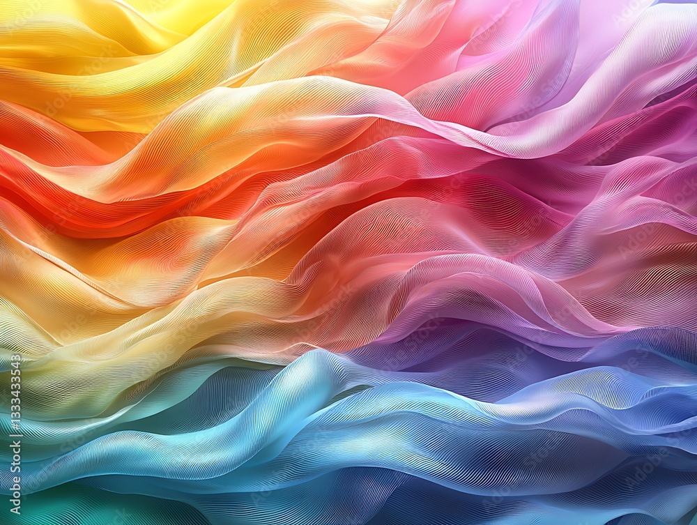 Obraz premium Wavy Fabric: Vibrant Rainbow Textile Texture.