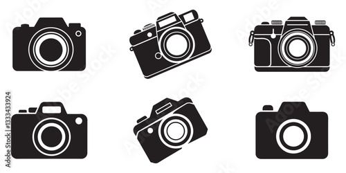 Camera icon set. Photo camera in flat style.