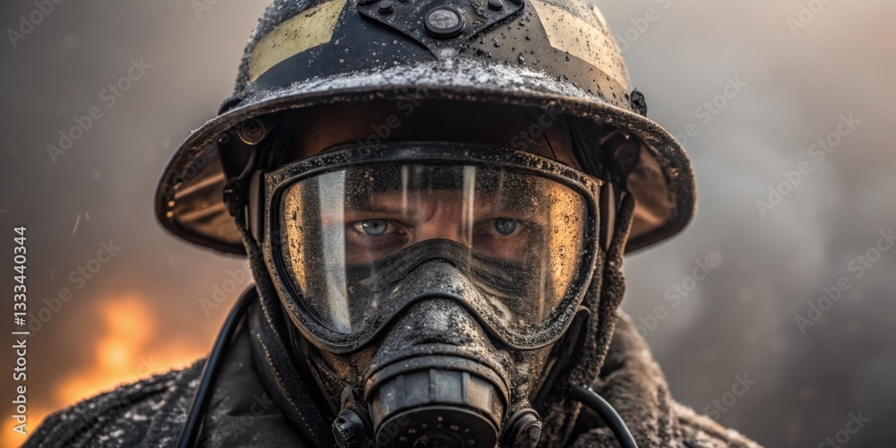 Brave firefighter faces flames while battling intense fire in urban setting