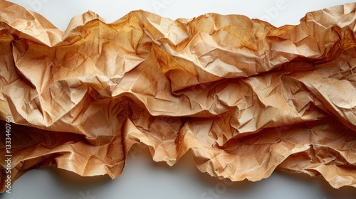 Crinkled light brown paper texture, abstract background.