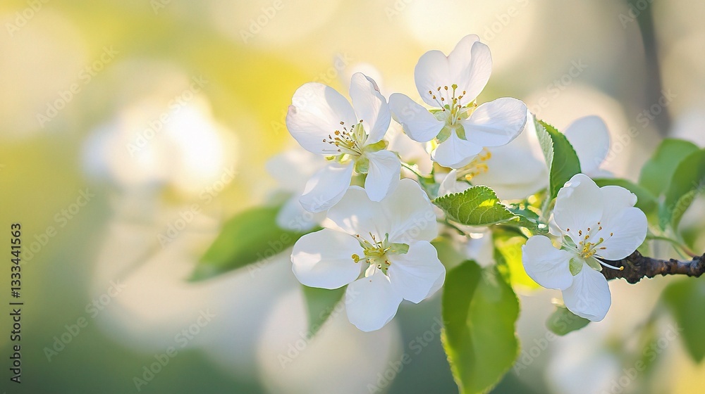 Fototapeta premium Serene Spring Blooming Flowers with Blurred Nature Background