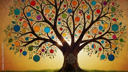 A symbolic tree modren vector art illustration