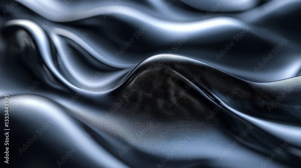 Fototapeta premium A close-up view of flowing black fabric, showcasing smooth textures and subtle light reflections.