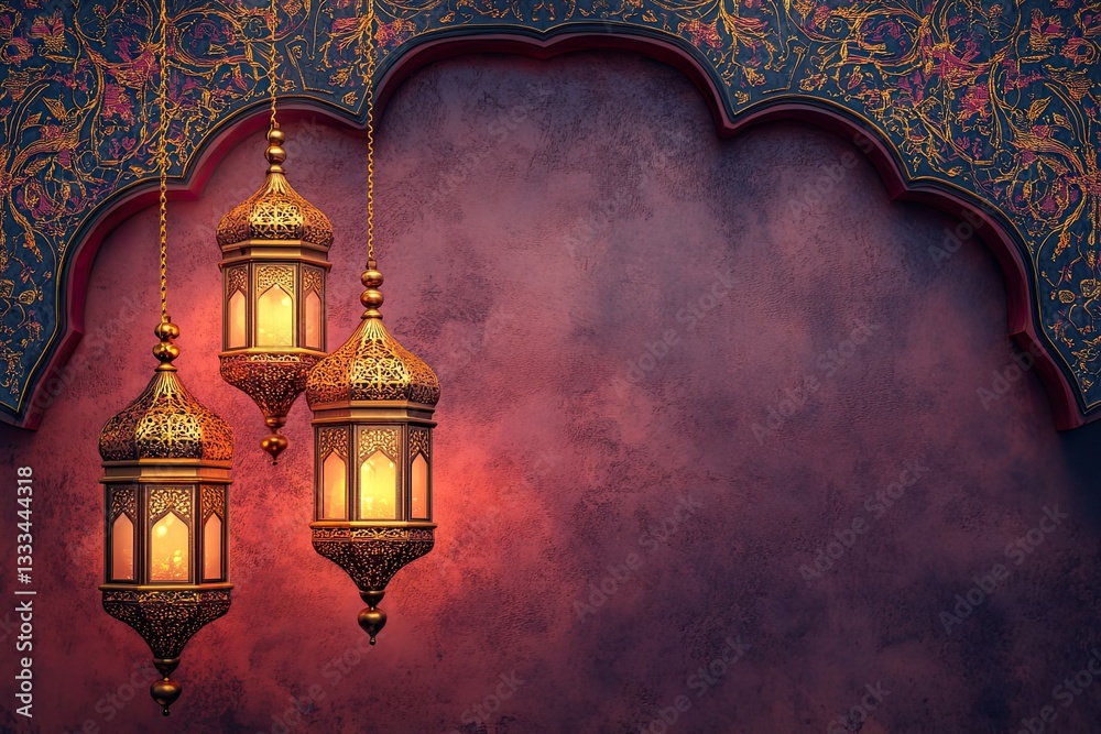 Fototapeta premium Ramadan Special Offer Banner with Lanterns and Gold Accents