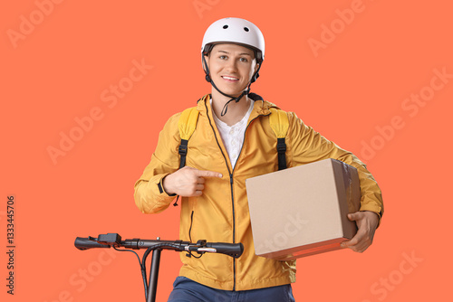 Male courier with kick scoo...