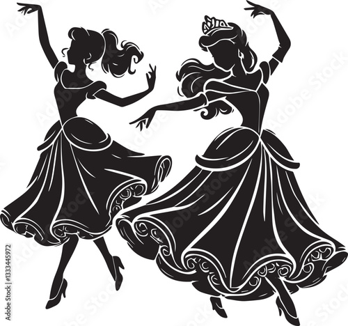 vector illustration of a dancing woman, dancing woman icon, dancing woman silhouette vector black and white