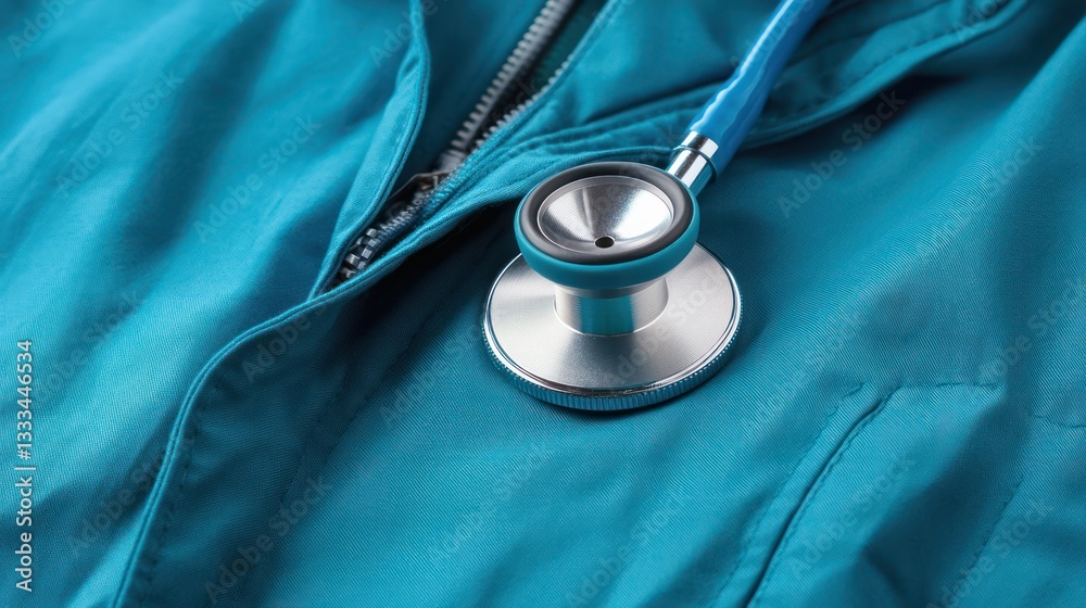 Teal scrubs, stethoscope, healthcare Teal scrubs, stethoscope, healthcare