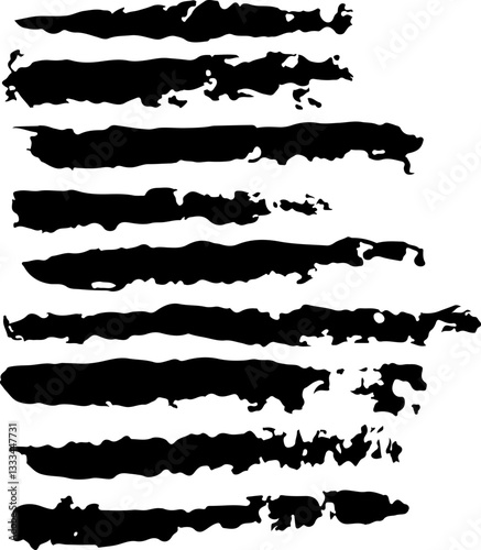 illustrated long brush strokes black on white