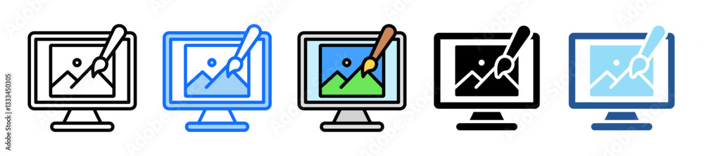 Digital Art Icon Set Multiple Style Collection Digital Art Icon Set Multiple Style Collection