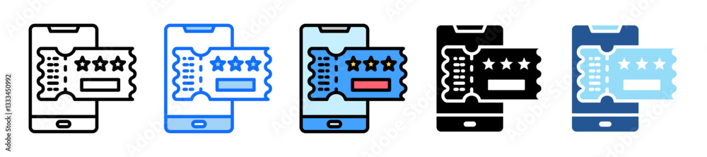 Online Ticket Icon Set Multiple Style Collection Online Ticket Icon Set Multiple Style Collection