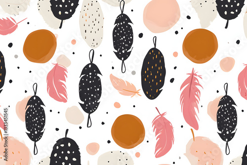 Floral leaves on abstract liquid shapes background
