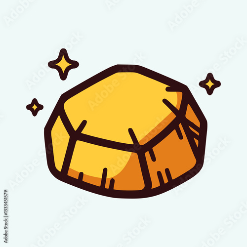 gold stone nugget nature material flat color vector illustration template design