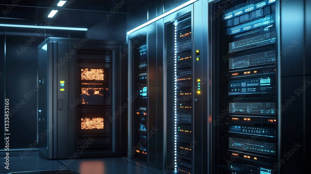 High tech 3D rendering of encrypted data vault cybersecurity firewall and advanced digital protection system against hacking threats High tech 3D rendering of encrypted data vault cybersecurity firewall and advanced digital protection system against hacking threats